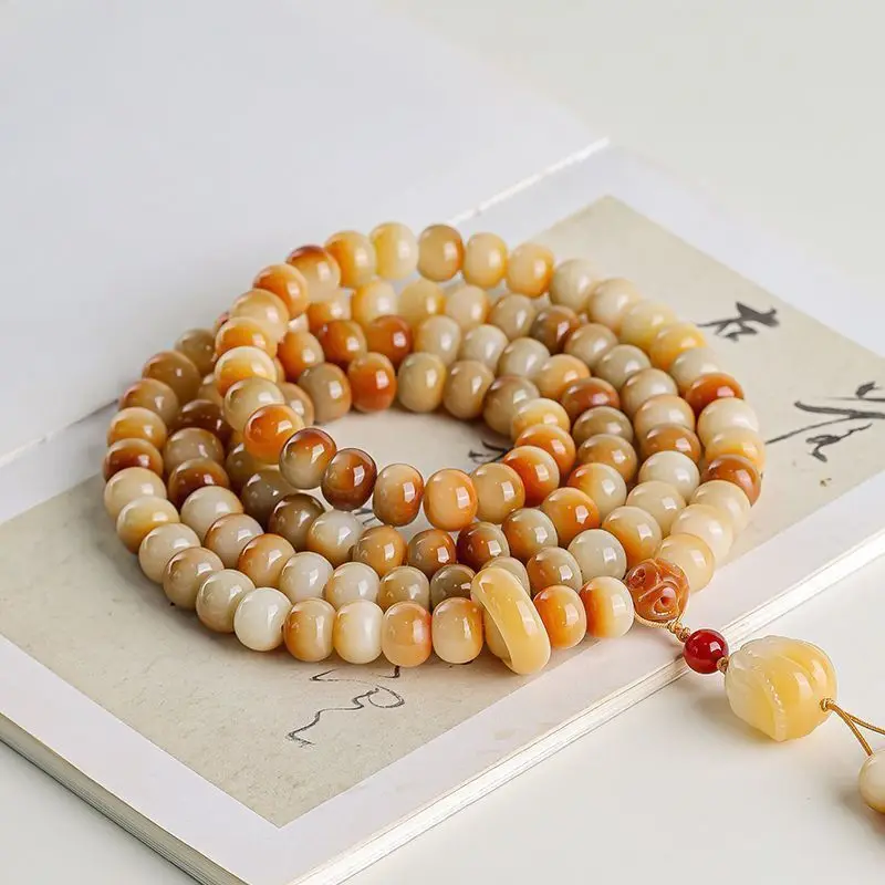 Tràng hạt bồ đề Bạch Ngọc 108 hạt – mẫu đã lên màu vàng ngà (TB02) – ảnh 3