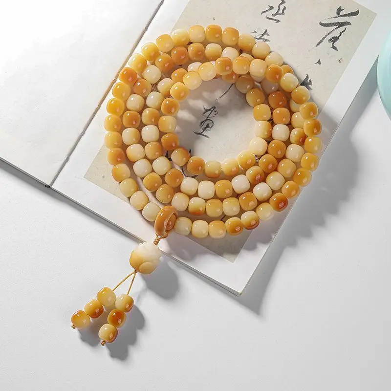 Tràng hạt bồ đề Bạch Ngọc 108 hạt – mẫu đã lên màu vàng ngà (TB02) – ảnh 4