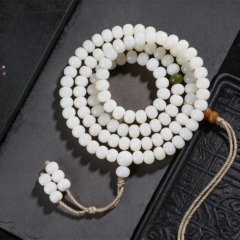 Tràng hạt bồ đề Bạch Ngọc 108 hạt – trắng tinh (TB05)