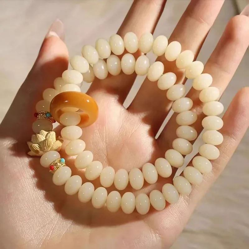 Vòng tay bồ đề Bạch Ngọc quấn 2 vòng – phối hạt điểm nhấn (VB01)