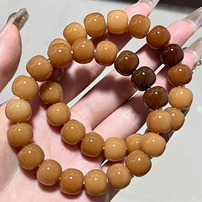 Vòng tay bồ đề Bạch Ngọc lên màu vàng – 1 vòng (VB08)