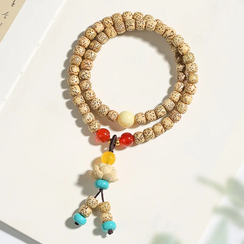 Vòng tay bồ đề Tinh Nguyệt vàng – quấn 2 vòng, phối hạt màu (VT03)