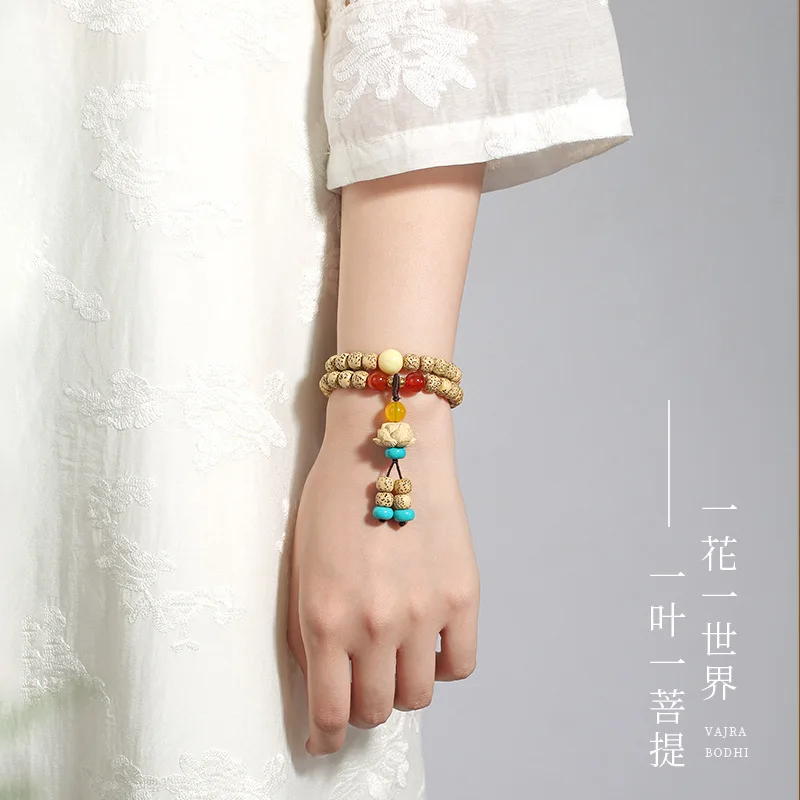 Vòng tay bồ đề Tinh Nguyệt vàng – quấn 2 vòng, phối hạt màu (VT03) – ảnh 4
