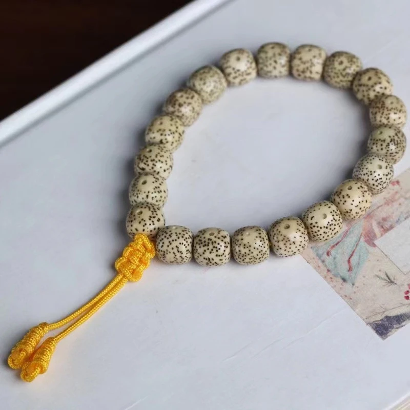Vòng tay bồ đề Tinh Nguyệt trắng – 1 vòng, tua vàng (VT04) – ảnh 2