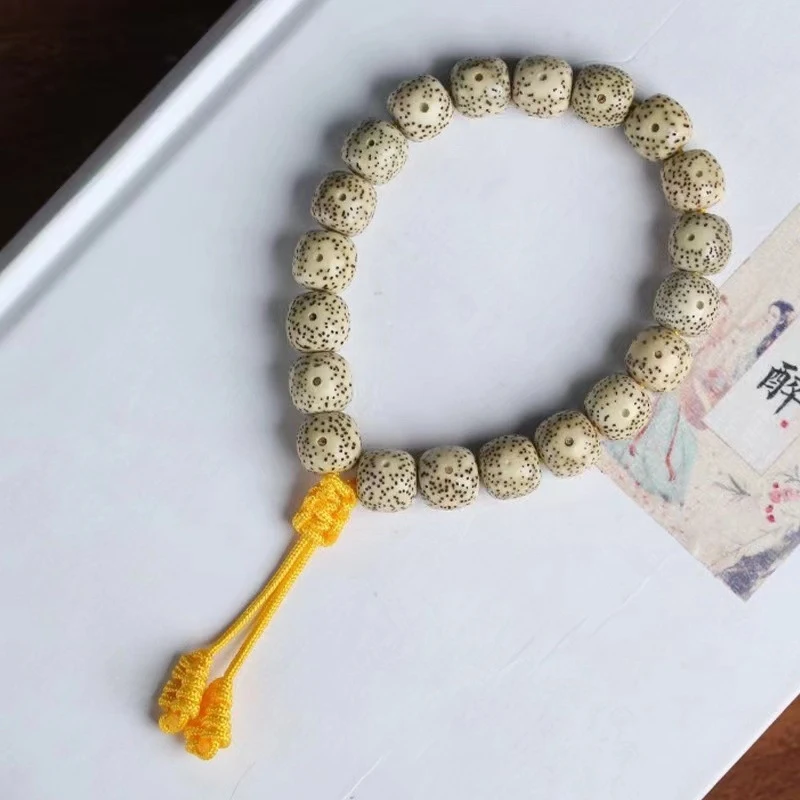 Vòng tay bồ đề Tinh Nguyệt trắng – 1 vòng, tua vàng (VT04) – ảnh 3